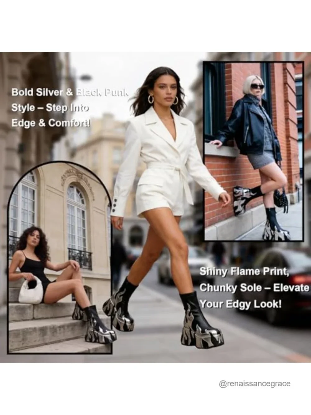 Faux Leather Chunky Sole Platform Ankle Boots